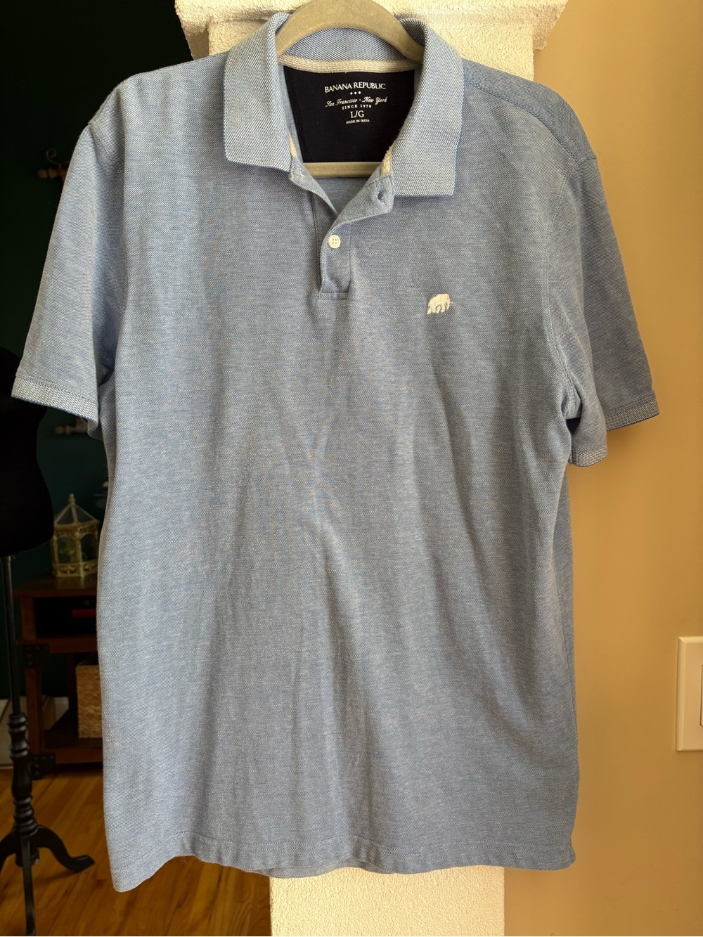 Banana Republic Men’s Heather Light Blue Polo Shirt